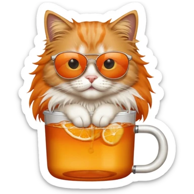 cat long  in drink holders with sunglasses  sticker