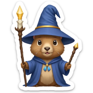 Cute baby capybara wizard sticker