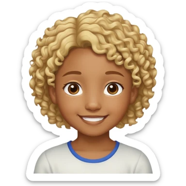 "- Nam
- 10 tuổi
- Da nâu
- Tóc ngắn, xoăn, vàng
- Cười tươi
" sticker