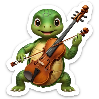 TUrtle playing violin on his shoulders sticker
