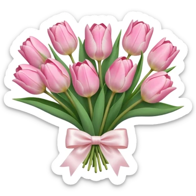 Pastel pink tulip bouquet with bow sticker