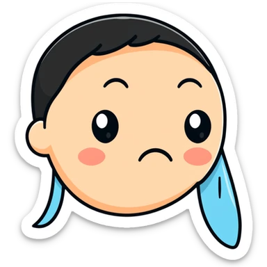 very sad crying face with tear sticker