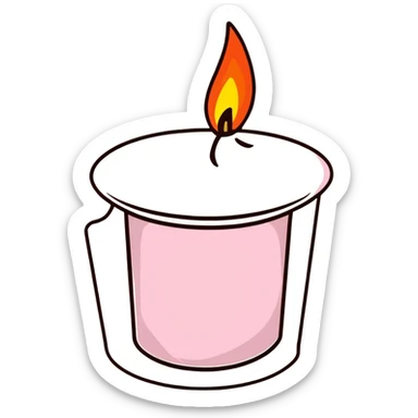 minimalist aesthetic scented candle with a gentle flame sticker