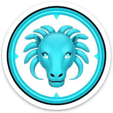 "A minimalistic glowing zodiac symbol ♓, centered on a dark cosmic background, symbol color #00d9ff, clean design, modern and luminous" sticker