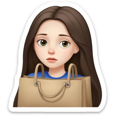 beautiful pale brunette girl with long hair tired with bags under eyes sticker