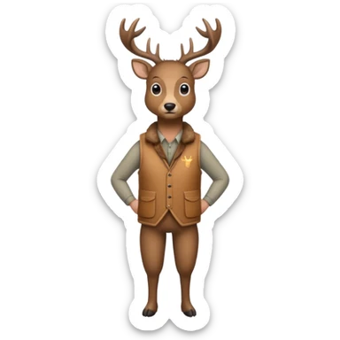 crea una mascota de equipo que sea un venado de cuerpo completo y lleve un chaleco con el nombre de telamon que en el chaleco diga telamon sticker