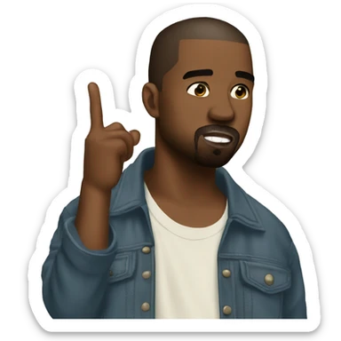 Kanye west with one finger on his mouth sticker
