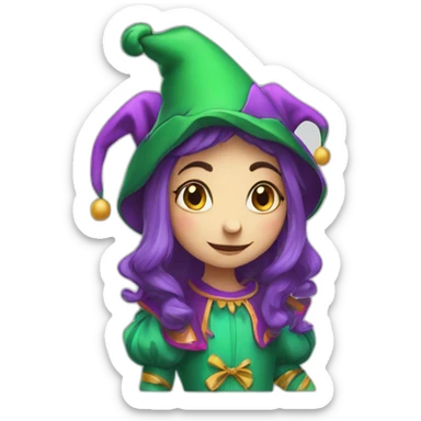 shy cute jester girl sticker