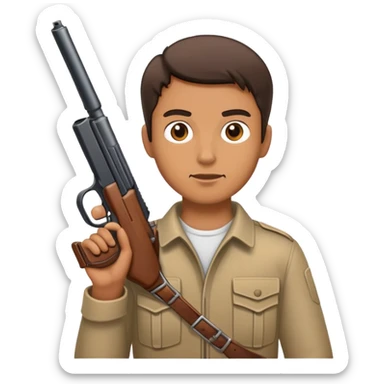 Man holding a gun with a extended clip sticker