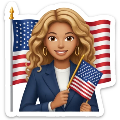 Beyonce with holding  american flag sticker