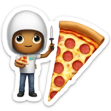 ET holdin pen and a pizza sticker