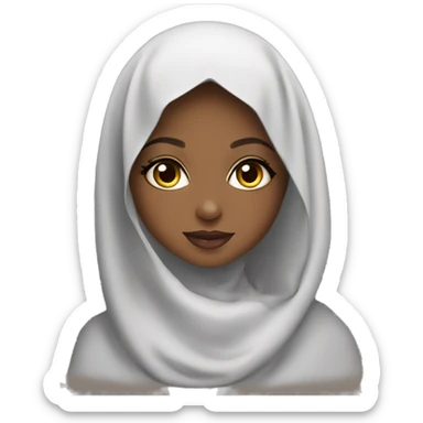 Pretty model Muslim Somali girl wearing khimar with her Turkish Angora cat  sticker