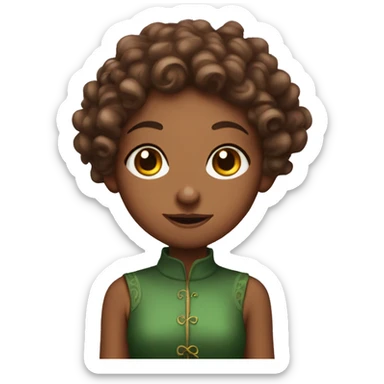 Elf girl with curly brown hair and heterophobia eyes sticker