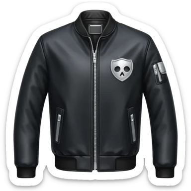 a jacket with silver zipper sticker