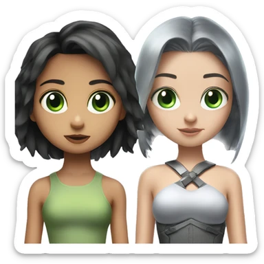 Girl looking like alita angel worrior looking like a cute bunny with green eyes sticker