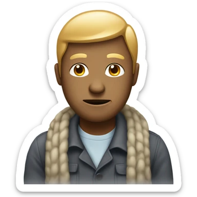 Create a emoji of a person involved in a telephone scam, conveying a sense of deception and manipulation, paying attention to details of facial expressions, clothing, and surroundings. sticker