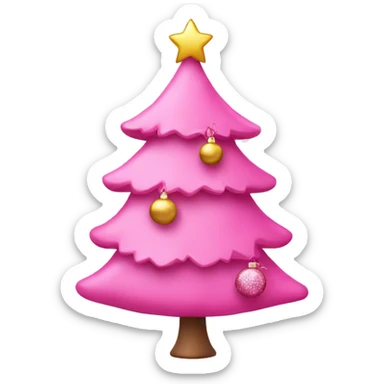 pink girly christmas tree emoji with pink ornaments sticker