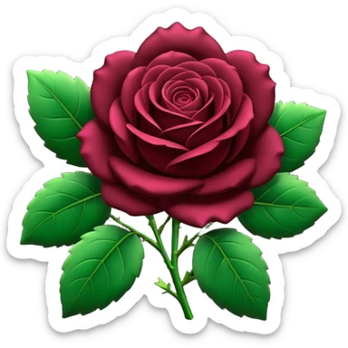 Rosa negra con hojas verdes sticker