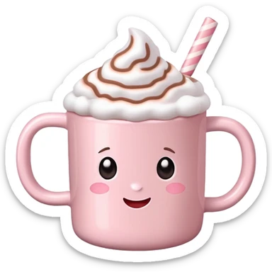 Light Pink mug of hot chocolate with marshmallows  sticker