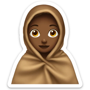 A girl covered with a brown blanket sticker