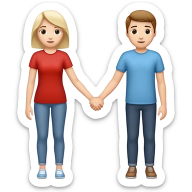 a young couple holding hands from behind, focus on their hands and backs sticker