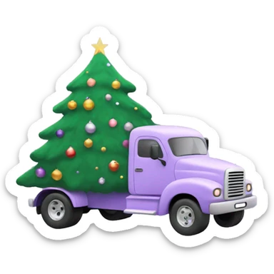 Pastel purple truck with Christmas tree sticker