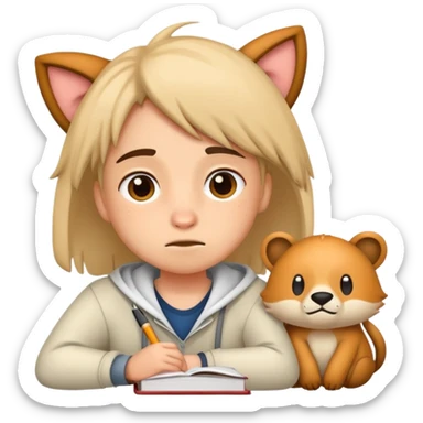 tired student as nice animal sticker