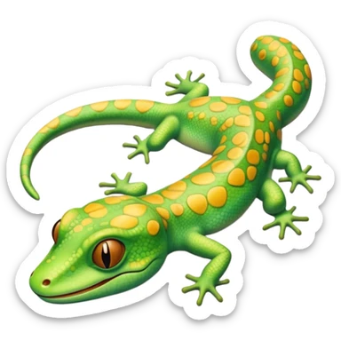 Meme-Worthy Cute Sleeping Gecko Portrait Emoji, Head resting peacefully with a contented smile, showcasing a diminutive, patterned body with smooth scales and eyes gently closed in serene slumber, Simplified yet adorably endearing features, highly detailed, glowing with a soft, drowsy tropical light, high shine, relaxed and utterly lovable, stylized with an air of playful laziness, soft glowing outline, capturing the essence of a sleeping gecko that feels destined to become the next viral icon of adorable rest! sticker