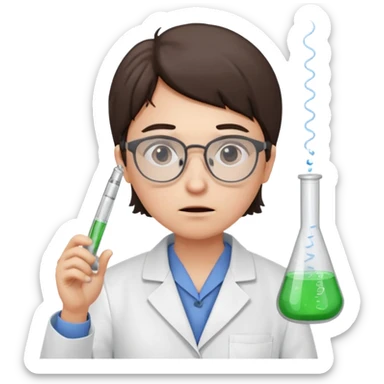 Frowns with Glasses,  Angry Scientist: Lab coat, thin glasses, holding test tube, upset expression
 sticker