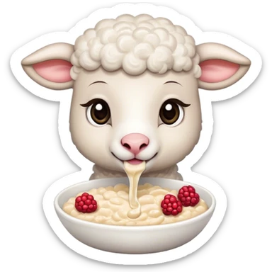 Lamb eating oatmeal with berries  sticker