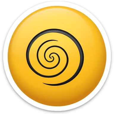 Gray sphere with black scribble and yellow spiral . sticker