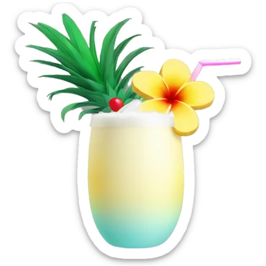 Pina colada with tropical flower sticker