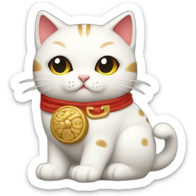 Gato estilo maneki neko con ojo turco nazar en la panza sticker