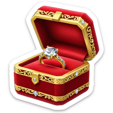 diamond ring in a red box with a black backing sticker