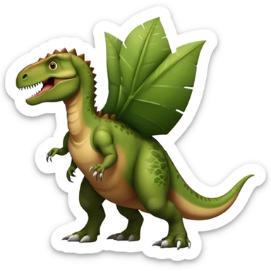 A large, herbivorous dinosaur with a sturdy, muscular build and a beaked mouth. Its skin is textured with scaly patterns in earthy tones of green and brown. It has a distinctive thumb spike on each hand, strong hind legs for walking, and a long, balanced tail sticker