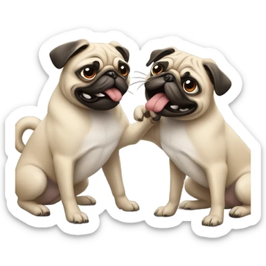 Two pugs fighting sticker