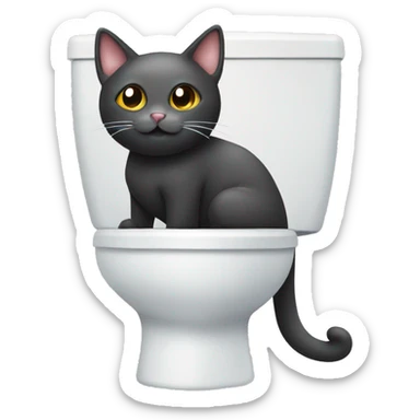 Cat on toilet  sticker
