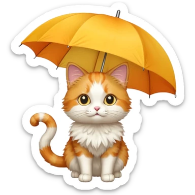 Cat with yellow umbrella sticker