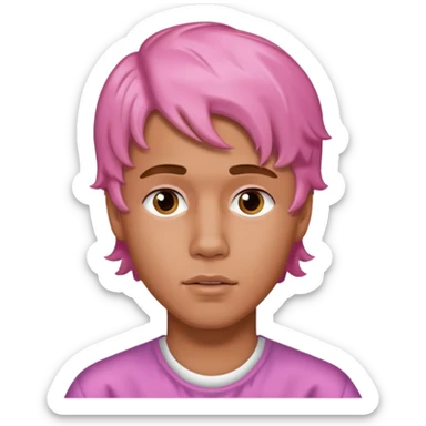 justin bieber with pink wavy hair sticker