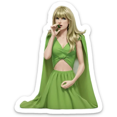 blonde girl in green dress sticker