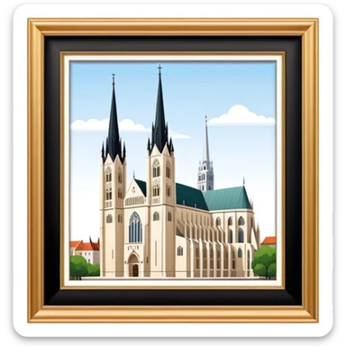 Zagreb Cathedral Landmark Emoji – Depicting its Gothic architecture and twin spires. sticker