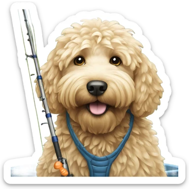 Golden doodle fishing sticker