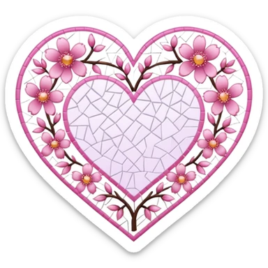 sakura heart with a mosaic pattern sticker