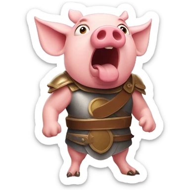 surprised pig gladiator sticker