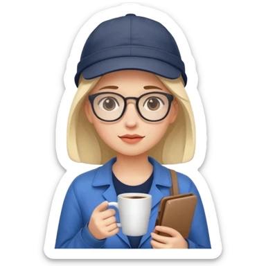 Female tech developer going back to work after christmas holidays, looking tired and wearing a cap sticker