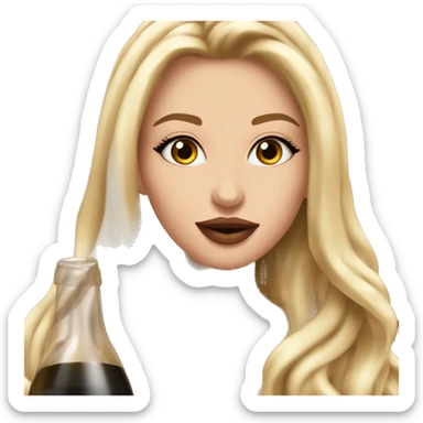 ￼ a beautiful girl with very long blonde hair and big lips drink wine with a girl with brown very long beautiful volume hair  sticker