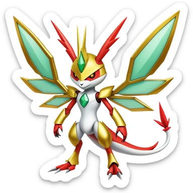 Cute Cool Edgy Shiny Ethereal Legendary Kartana-Digimon-Scizor-hybrid full body sticker