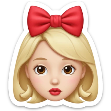 kissy face with bow sticker