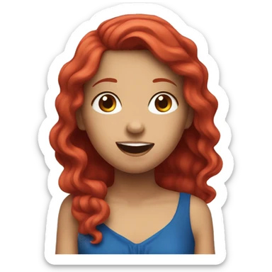 girl singing in blue dress red hair  sticker