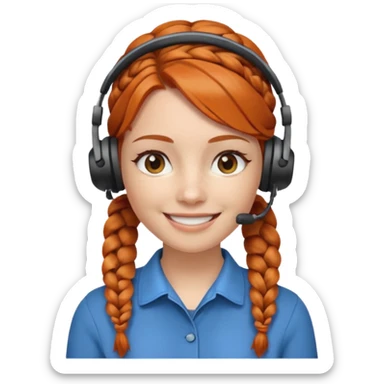 receptionist face braided gingerwith headpset sticker